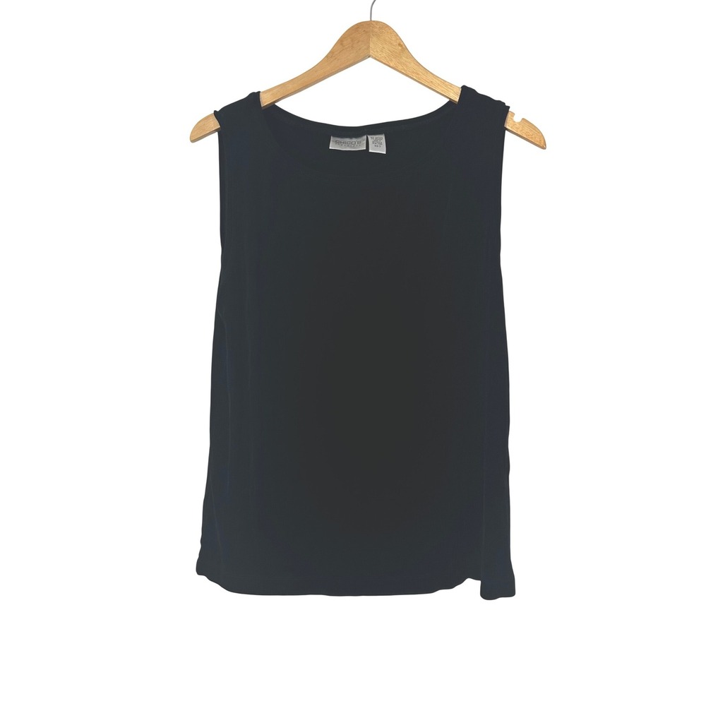 Chico's Travelers Size 3 US XL Tank Black Pullover Top Career Casual Stretch